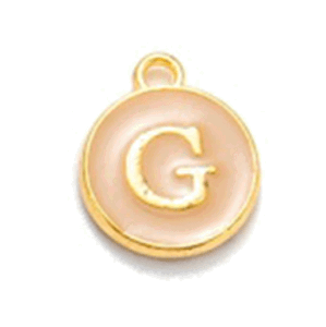 Kovový přívěšek s písmenem G, krémový, 14x12x2 mm
