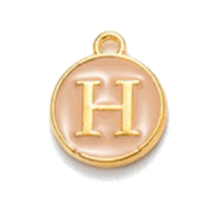 Kovový přívěšek s písmenem H, krémový, 14x12x2 mm