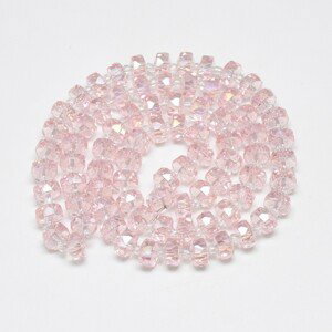 Broušené skleněné rondelky, pokovené, růžové, 8x5 mm