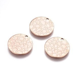 Přívěsek ze 304 ocele se strukturou, rosegold (IP), 15x1 mm