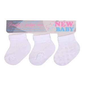Kojenecké pruhované ponožky New Baby bílé - 3ks, vel. 74 (6-9m)