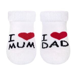 Kojenecké froté ponožky New Baby bílé I Love Mum and Dad, vel. 62 (3-6m)