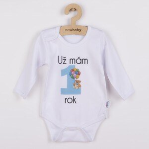 Body s potiskem New Baby Už mám 1 rok modré, vel. 86 (12-18m)