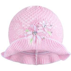 Pletený klobouček New Baby růžovo-bílý, vel. 104 (3-4r)