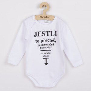 Body s potiskem New Baby ..vyměnit plínku.., vel. 56 (0-3m)