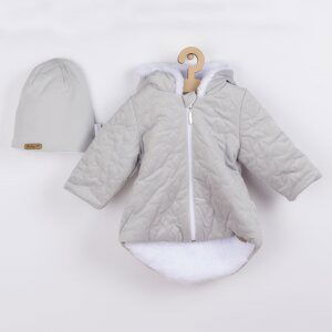 Zimní kojenecký kabátek s čepičkou Nicol Kids Winter šedý, vel. 68 (4-6m)