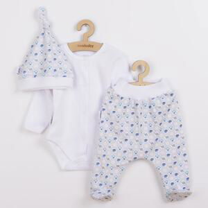 3-dílná bavlněná kojenecká souprava New Baby Kiddy bílo-modrá, vel. 68 (4-6m)