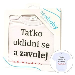 Body s potiskem New Baby a zavolej MAMKU! - dárkové balení, vel. 80 (9-12m)