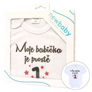 Body s potiskem New Baby Moje babička je prostě jednička - dárkové balení, vel. 56 (0-3m)