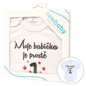 Body s potiskem New Baby Moje babička je prostě jednička - dárkové balení, vel. 62 (3-6m)