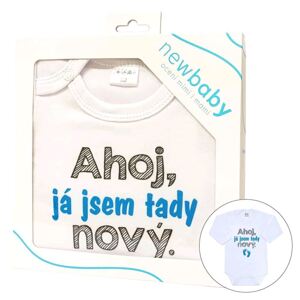 Body s potiskem New Baby Ahoj, já jsem tady nový - dárkové balení, vel. 56 (0-3m)