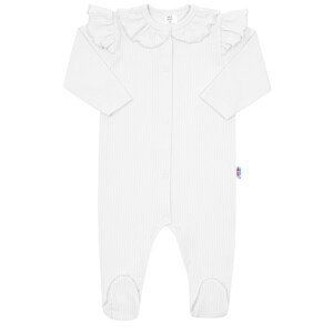 Kojenecký bavlněný overal New Baby Stripes bílý, vel. 86 (12-18m)