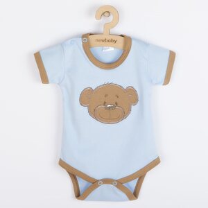 Kojenecké bavlněné body s krátkým rukávem New Baby BrumBrum blue brown, vel. 56 (0-3m)