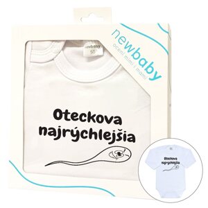 Body s potiskem New Baby Oteckova najrýchlejšia - darčekové balenie, vel. 50