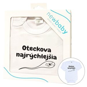 Body s potiskem New Baby Oteckova najrýchlejšia - darčekové balenie, vel. 56 (0-3m)