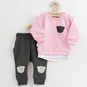 Kojenecká souprava tričko a tepláčky New Baby Brave Bear ABS růžová, vel. 68 (4-6m)