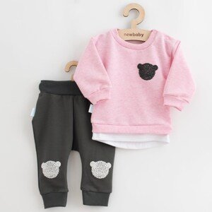 Kojenecká souprava tričko a tepláčky New Baby Brave Bear ABS růžová, vel. 74 (6-9m)