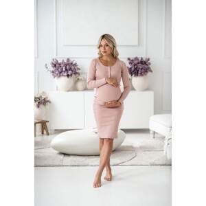 Těhotenské a kojící šaty žebrované Tummy milk & love pudrově růžová, vel. XL