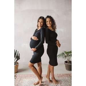 Těhotenské a kojící šaty žebrované Tummy milk & love černá, vel. XL