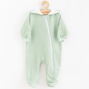 Kojenecký mušelínový overal s kapucí New Baby Comfort clothes šalvějová, vel. 56 (0-3m)