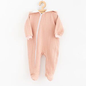 Kojenecký mušelínový overal s kapucí New Baby Comfort clothes růžová, vel. 62 (3-6m)