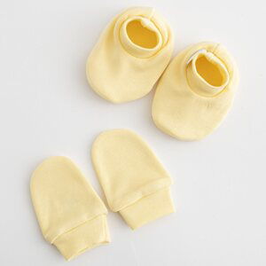 Kojenecký bavlněný set-capáčky a rukavičky New Baby Casually dressed žlutá 0-6m, vel. 0-6 m