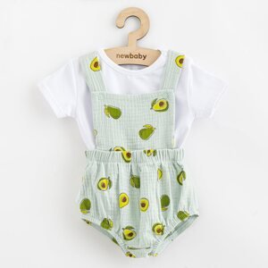 Mušelínový kojenecký set Kraťasy a Tričko New Baby Avocado, vel. 62 (3-6m)