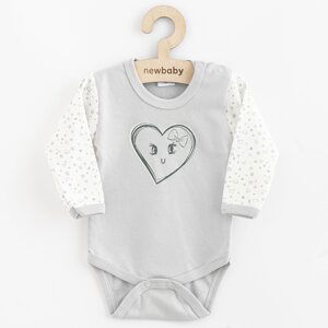 Kojenecké bavlněné body s dlouhým rukávem New Baby Srdíčka, vel. 80 (9-12m)