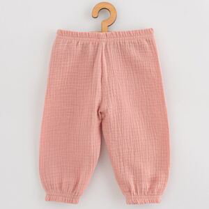 Kojenecké mušelínové kalhoty New Baby Feeling růžová, vel. 56 (0-3m)