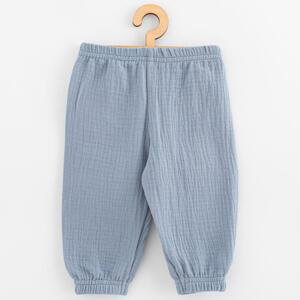 Kojenecké mušelínové kalhoty New Baby Feeling modrá, vel. 56 (0-3m)