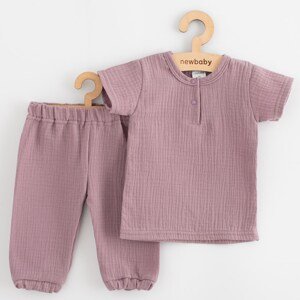 Kojenecká mušelínová souprava tričko a kalhoty New Baby lavender, vel. 74 (6-9m)