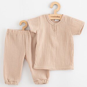 Kojenecká mušelínová souprava tričko a kalhoty New Baby beige, vel. 74 (6-9m)