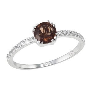 Zlatý prsten 85019.3 bílé zlato smoky quartz topaz s brilianty 46