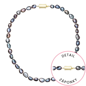 Perlový náhrdelník z říčních perel se zapínáním ze 14 karátového zlata 922027.3/9267A peacock,Perlový náhrdelník z říčních perel se zapínáním ze 14 ka