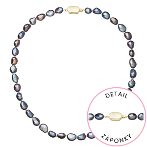 Perlový náhrdelník z říčních perel se zapínáním ze 14 karátového zlata 922027.3/9269A peacock,Perlový náhrdelník z říčních perel se zapínáním ze 14 ka