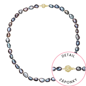 Perlový náhrdelník z říčních perel se zapínáním ze 14 karátového zlata 922027.3/9272A peacock,Perlový náhrdelník z říčních perel se zapínáním ze 14 ka