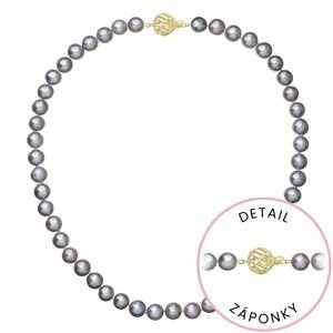 Perlový náhrdelník z říčních perel se zapínáním ze 14 karátového zlata 922028.3/9264A grey,Perlový náhrdelník z říčních perel se zapínáním ze 14 karát