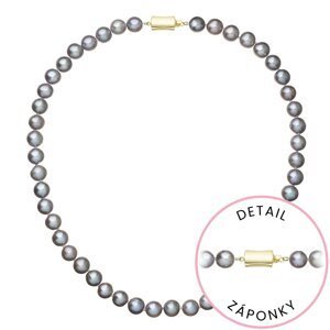 Perlový náhrdelník z říčních perel se zapínáním ze 14 karátového zlata 922028.3/9267A grey,Perlový náhrdelník z říčních perel se zapínáním ze 14 karát