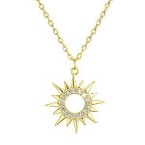 Pozlacený stříbrný náhrdelník slunce se zirkony 12115.1