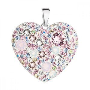 Stříbrný přívěsek s krystaly Swarovski mix barev srdce 34243.3 Magic Rose,Stříbrný přívěsek s krystaly Swarovski mix barev srdce 34243.3 Magic Rose