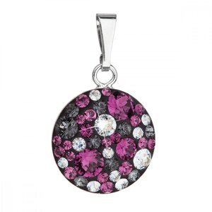 Stříbrný přívěsek s krystaly Swarovski fialový kulatý 34225.3 Dark Amethyst,Stříbrný přívěsek s krystaly Swarovski fialový kulatý 34225.3 Dark Amethys