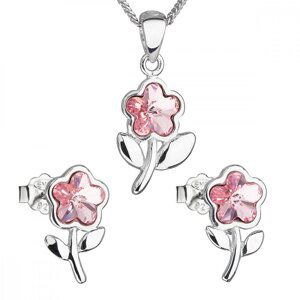 Sada šperků s krystaly Swarovski náušnice, řetízek a přívěsek růžová kytička 39172.3 Light Rose,Sada šperků s krystaly Swarovski náušnice, řetízek a p