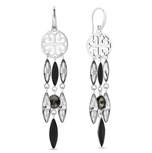 Náušnice se Swarovski Elements Roseta KWDR4200SS29CJBD Black Diamond,Náušnice se Swarovski Elements Roseta KWDR4200SS29CJBD Black Diamond