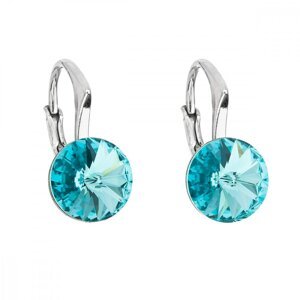 Stříbrné náušnice visací s krystaly Swarovski modré kulaté 31229.3 Light Turquoise,Stříbrné náušnice visací s krystaly Swarovski modré kulaté 31229.3