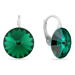 Náušnice zelené Rivoli se Swarovski Elements Sweet Candy KA112214EM  Emerald 14 mm,Náušnice zelené Rivoli se Swarovski Elements Sweet Candy KA112214EM