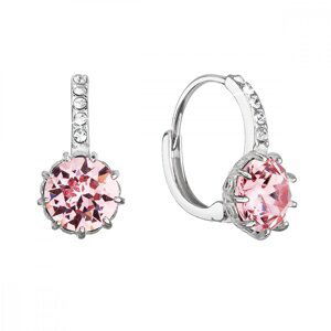 Stříbrné náušnice visací se Swarovski krystalem kulaté růžové 31302.3 Light Rose,Stříbrné náušnice visací se Swarovski krystalem kulaté růžové 31302.3