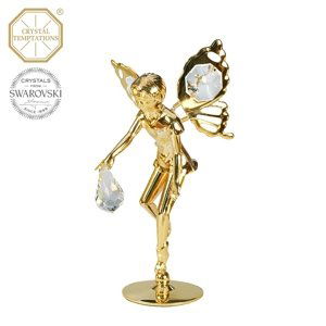 Kovová pozlacená figurka Elf s bílými krystaly Swarovski Elements,Kovová pozlacená figurka Elf s bílými krystaly Swarovski Elements