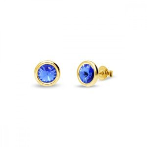 Náušnice modré stříbrné pozlacené se Swarovski Elements Tiny Bonbon Studs KRG1122SS29SA Sapphire 6 mm,Náušnice modré stříbrné pozlacené se Swarovski E