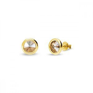 Náušnice zlaté barvy stříbrné pozlacené se Swarovski Elements Tiny Bonbon Studs KRG1122SS29GS Gold Shadow 6 mm,Náušnice zlaté barvy stříbrné pozlacené