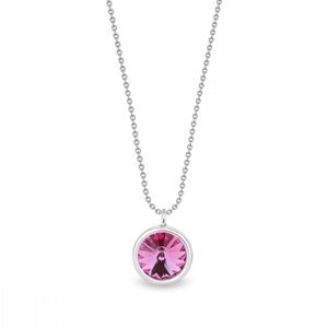 Stříbrný náhrdelník růžový se Swarovski Elements Birthday Stone NB1122SS29R Rose,Stříbrný náhrdelník růžový se Swarovski Elements Birthday Stone NB112